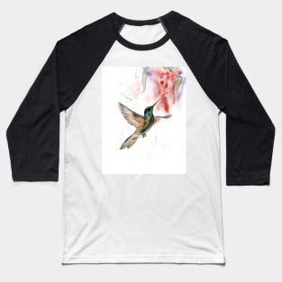 Watercolor Hummingbird with red flower Baseball T-Shirt
